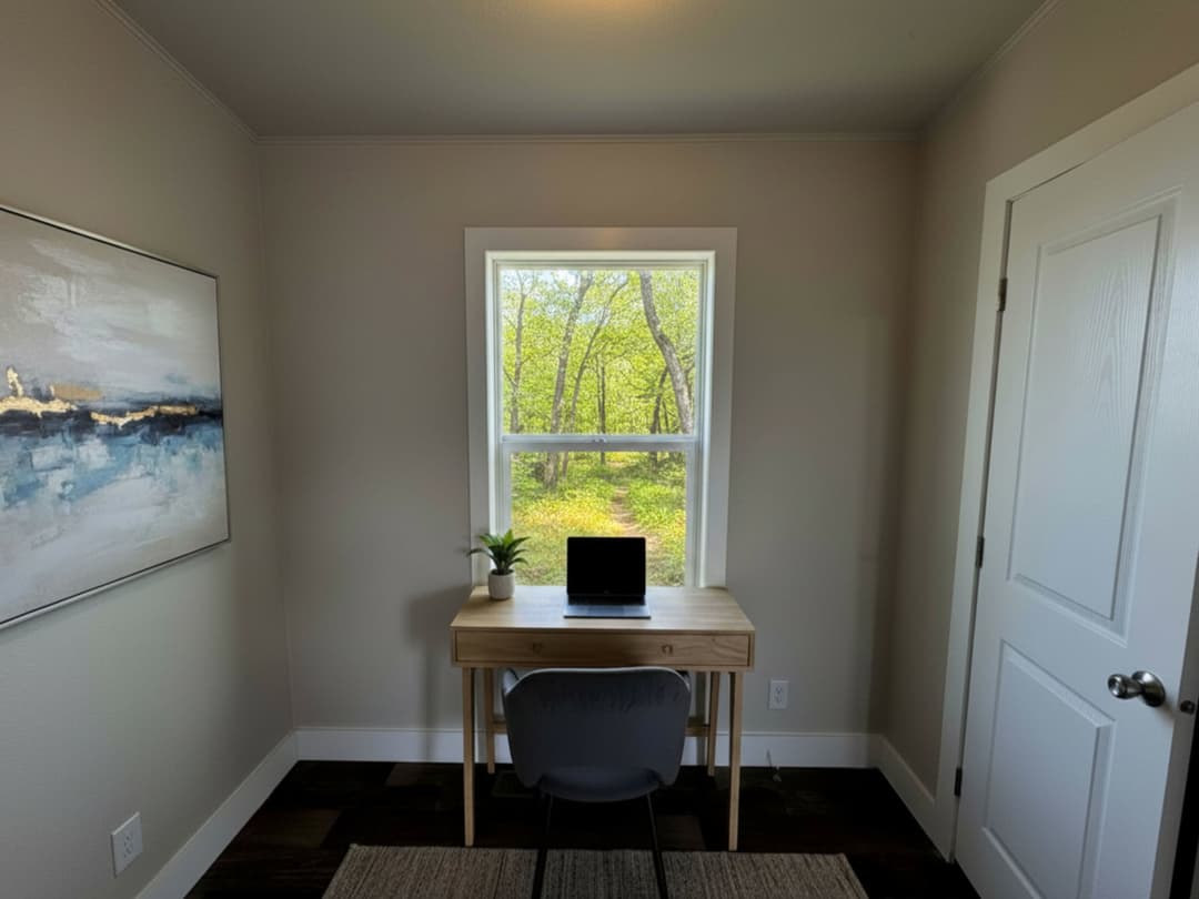 The evergreen bedroom home features